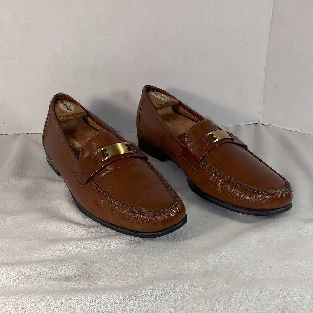 Bally Men's Brown Leather Slip-On Loafers with Gold Accent